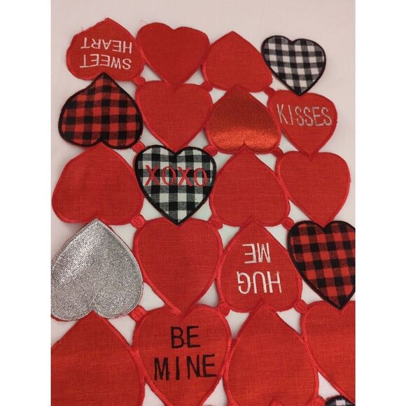 Red Hearts Valentine Table Runner Red Plaid and black and Red Heart's - Picture 6 of 11